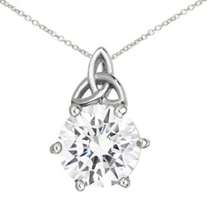 Neu Silber Keltische Zirkonia Dreifaltigkeit Knoten Anhänger und Kette Schmuck - Bild 1 von 1