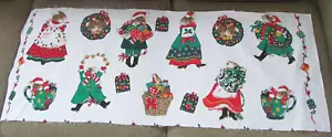 Vintage Country Christmas Mice Panel Fabric 17" x 44" - Picture 1 of 4