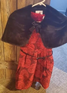 The Children's Place Holiday Dress LOT, red, size 10 w/Fur Shaw size 10/12 - Picture 1 of 5