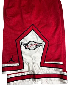 Vintage 90s AIR JORDAN Red Basketball Shorts Wings Jumping Man Medium Mens - Picture 1 of 5
