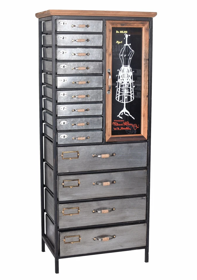 Wohnzimmerschrank Industrie Möbel Kommode Schubladenschrank Metallschrank Antik - Bild 1 von 4