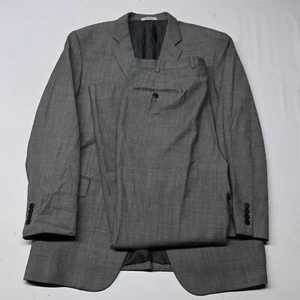 Hickey Freeman 44L 36x32 Gray Houndstooth Wool Mens Jacket Pants Suit - Picture 1 of 12