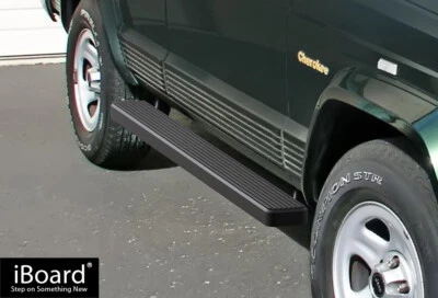 Escalones laterales iBoard negros premium de 5" aptos para Jeep Cherokee 84-00 4 puertas Foto 1 de 4