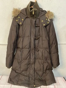 Ellen Tracy Womens Brown Fur Warm Cold Weather Long Parka Coat Outerwear XS - Picture 1 of 8