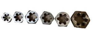 DESCO/ACE 6 Stck. 1/2”/13-7/8”-1 Verschiedenes Kohlenstoffstahl Sechskant Re-Threading Die Set - Bild 1 von 24