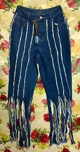 SPOON JEANS LADIES FASHION FRAYED FLARES HEM JEANS PANTS SIZE 7 - Picture 1 of 4