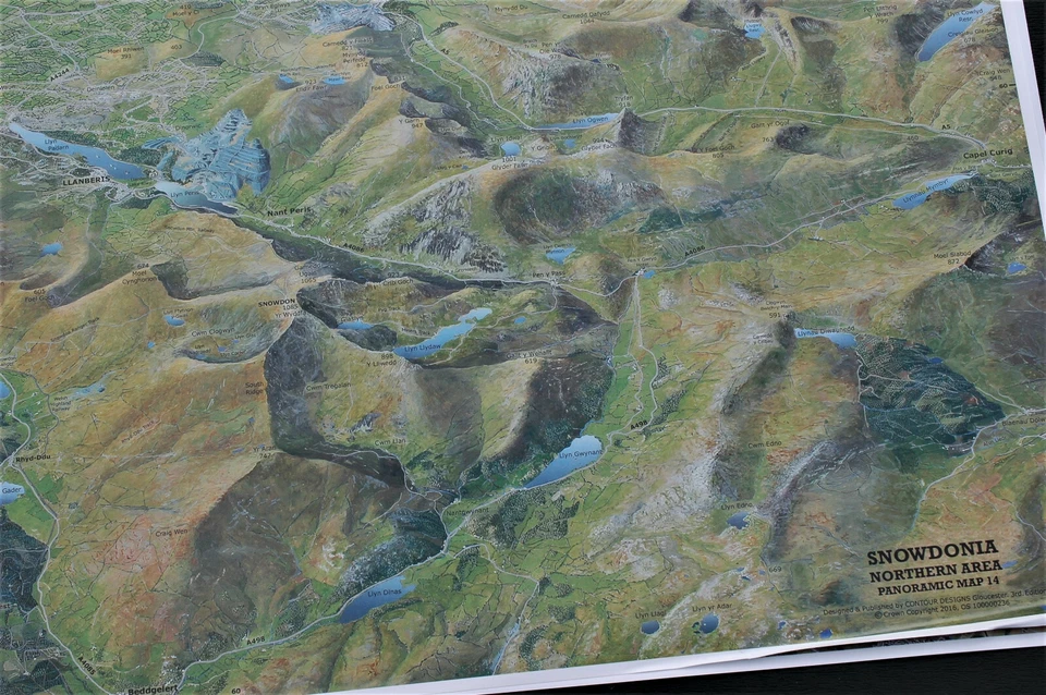 3D Aerial Panoramic Map of Snowdonia Northern Area No14 Unusual Gift Idea