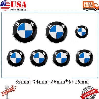 7Pcs NEW Emblem Centre Caps Badges Set FOR BMW 2 3 4 F SERIES - Image 1 of 4
