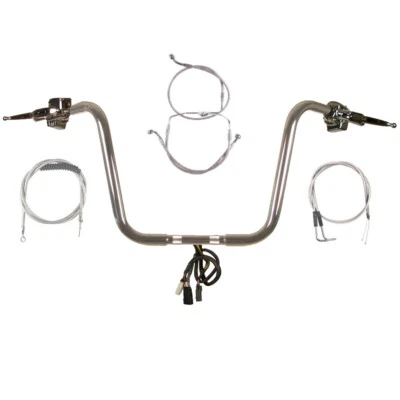 1 1/4" Chrome 14" Ape Hanger Handlebar Kit 1996-2006 Harley Road King No Cruise - Image 1 of 4