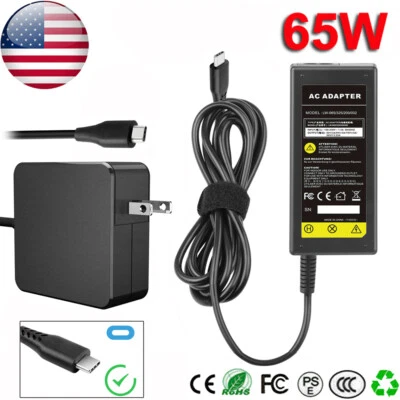 Adaptador Cargador Para Lenovo 65W USB-C Tipo-C ThinkPad E480 E580 L380 L480 L580 EE. UU. Foto 1 de 4