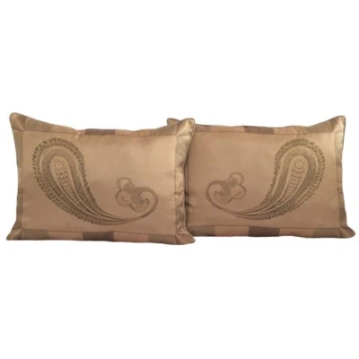 2 fundas de almohada/fundas de cojín de cachemira satinada jacquard beige tamaño estándar F. Foto 1 de 4