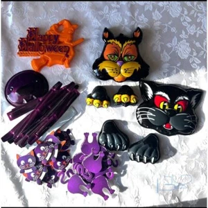 Vintage Halloween Cat & Spider Cupcake Topper / Cake Decor (138 Pc) - Picture 1 of 12