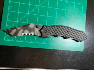 CRKT 1031TSN Crawford Triumph Tiger-Striped Deep Serrated Tanto (Missing Clip) - Picture 1 of 24