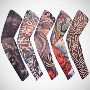 1 Pc Unisex Fake Temporary Tattoo Sleeves Arm Stockings Sun Protection Sleeves ^ - Picture 1 of 32