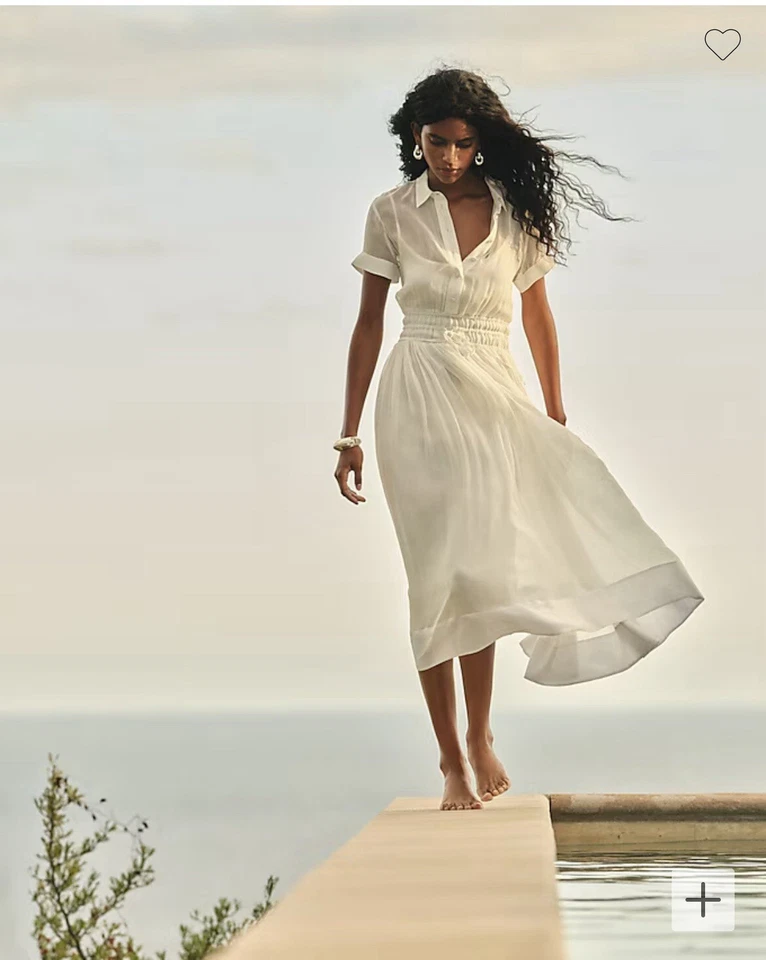 J.Crew Size 0 Women’s White Elena shirtdress In Chiffon BY930