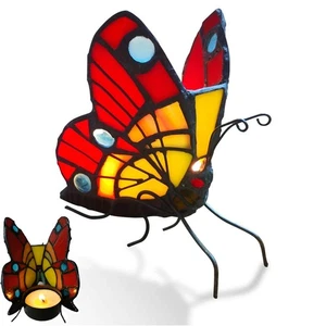 Tiffany Candle Holders Stained Glass Butterfly Table Centerpieces Tealight Ho... - Picture 1 of 9