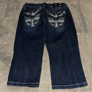 Miss Me Capri Cuff Jeans Touth Girls Sz 7 Denim Embellished Pockets - Picture 1 of 5