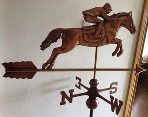 Good Directions Copper Jumping Horse & Rider Bronze Finish Weathervane-1912P - Picture 1 of 10