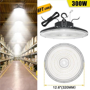 300W LED High Bay Lighting Fixture 5000K UFO Workshop Garage GYM Ceiling Lights - Picture 1 of 12