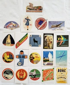 Lot of 20 Vintage Airlines Travel Suitcase Stickers Labels - Picture 1 of 11