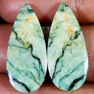 natural MARIPOSITE pair pear cabochon loose gemstone 26.20 Carat. (12x27x03 mm) - Picture 1 of 6