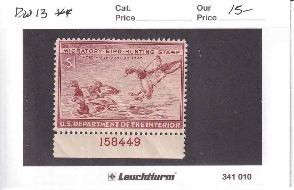U.S.: Sc # RW13, $1 Federal Duck Hunting Stamp, MNH (E15607) - Image 1 of 1