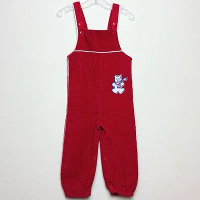 Mono de pana rojo vintage Sears oso polar infantil grande 18-24 meses de vacaciones Foto 1 de 4