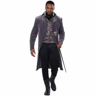 Conjunto de abrigo y chaleco disfraz de caballero británico de la era victoriana de la regencia para hombre adulto Foto 1 de 4