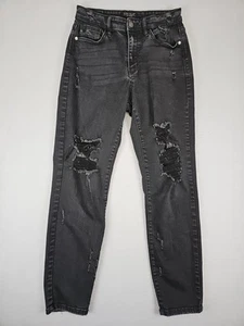 Judy Blue Boyfriend Fit Black Distressed Denim Jeans Size 3/26 26x26.5 JB82161BK - Imagen 1 de 10
