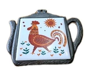 Vintage Chenny Rooster Trivet, Country Kitchen Decor Cast Iron  - Picture 1 of 4