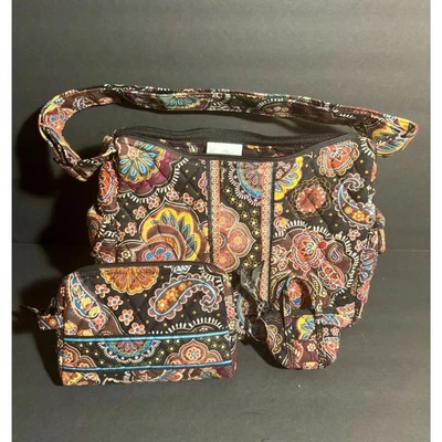 Bolso Bandolera Vera Bradley Marrón Cachemira + Bolsa con Cremallera y Mini Cartera Llavero Foto 1 de 4