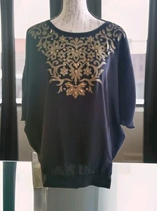 Lane Bryant schwarz gold Nieten Bluse Größe 14/16 Pullover - Bild 1 von 8