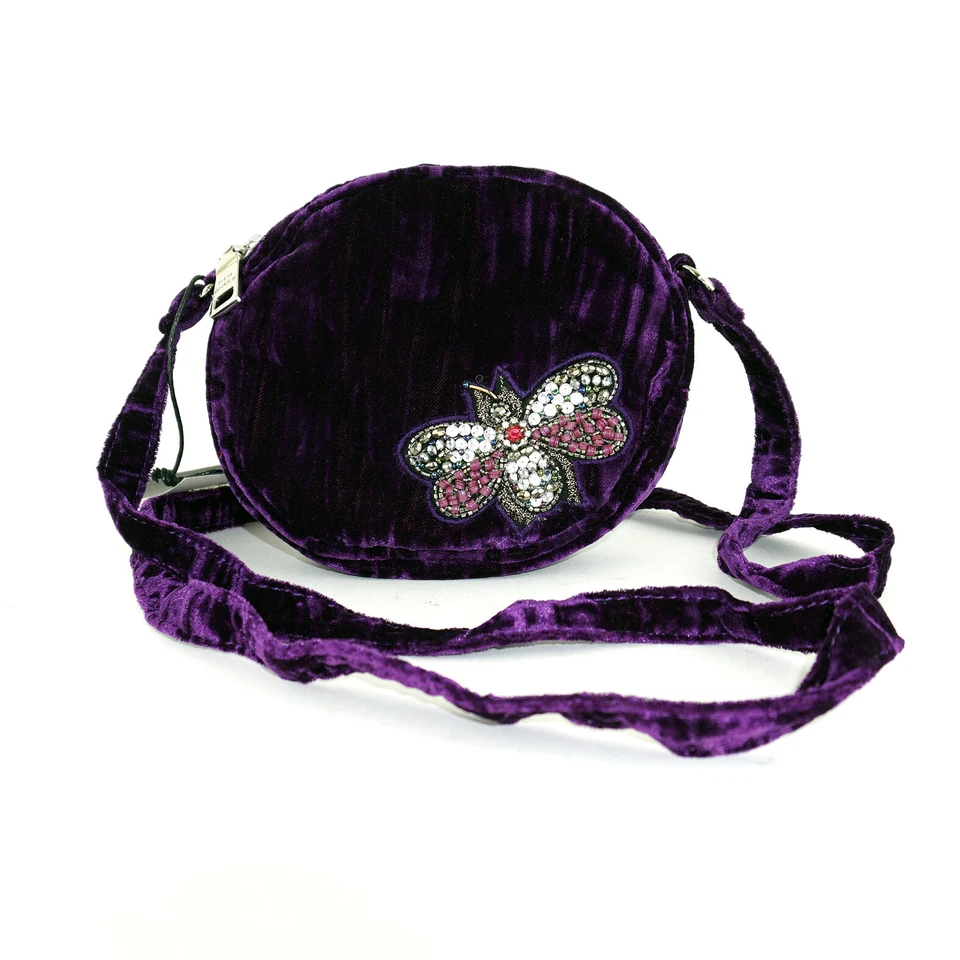Steve Madden Lotus Mini Canteen Butterfly Purple Velvet Crossbody Mp1125