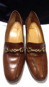 VINTAGE Chunky Block Heel Pumps Horsebit Shoes-PAGGETTA -ITALY? SIZE 39 1/2/8.5 - Picture 1 of 14