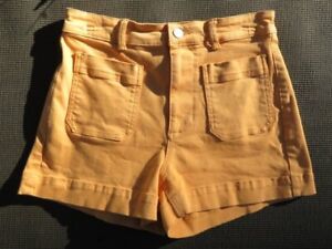 $48 EVERLANE US Women’s S 4 Apricot Stretch Cotton Denim Patch Pocket Shorts EUC
