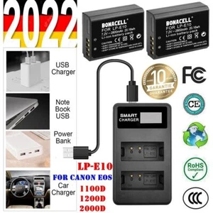 2 x 2800mAh LP-E10 Akku + LCD Ladegerät für Canon EOS 1300D 1200D 1100D 2000D X5 - Bild 1 von 11