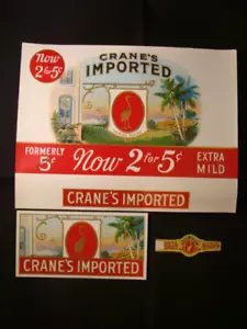 Lote de 3 etiquetas de cigarros importados de grúa - Imagen 1 de 1