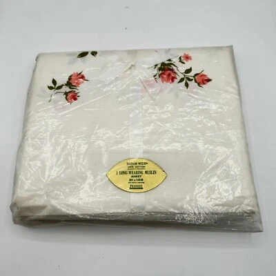 NEW Vtg Flat Sheet JCPenney  Floral Victorian Granny Core 81 X 108 Full XL - Image 1 of 4