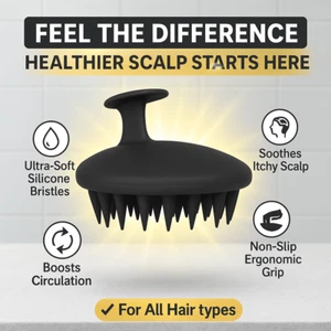 Scalp Massager Shampoo Brush Silicone Scrubber for Dandruff Removal Hair Care - Picture 1 of 7
