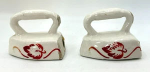 Vintage Ceramic Off-White Red Leaf Iron Salt & Pepper Shakers Set - Picture 1 of 9