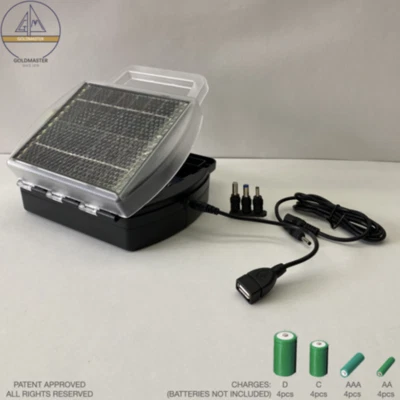 New SOLAR Battery Charger Does 4 AA AAA C or D Batteries At Once! Free USA Ship! - Image 1 of 3