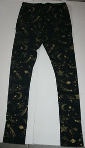 New Carter's Girls 14 year Full Length Leggings Black w Glitter Gold Stars Moons - Picture 1 of 2