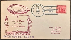 US #736 w USS Nautilus cncl(at sea) on USS Macon Commem Cover (cat. no. 2/12/ *d - Picture 1 of 2