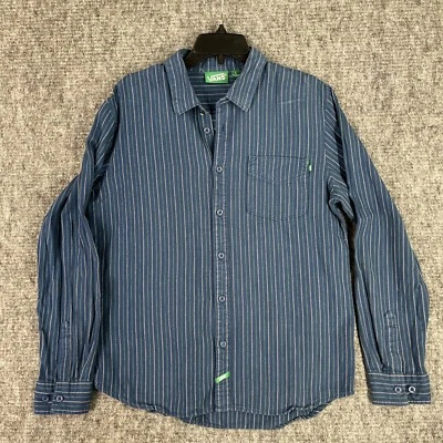 Camisa de tabla Vans para hombre L azul algodón a rayas informal playa patinador surfista Foto 1 de 4