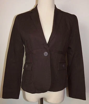 Blazer CAbi Talla 4 Marrón Algodón Manga Larga Botón Forrado 525 Foto 1 de 3