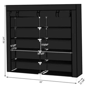 7 Tiers Portable Shoe Rack Closet Fabric Cover Shoe Storage Organizer Cabinet - Picture 1 of 7