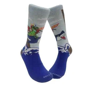 Dragon Riding Shark Unisex Large 10-13 Crew Socks Fantasy Sock Panda Fashion New - Imagen 1 de 3