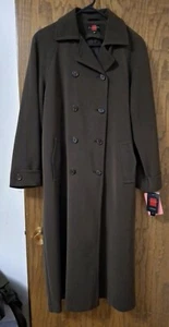 GALLERY womens long length TRENCH COAT, SIZE 6 Petite DARK BROWN New Tags - Picture 1 of 6