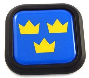 Sweden 3 Crown Flag Square Black rim Emblem Car 3D Decal Badge Bumper sticker 2" - Foto 1 di 7
