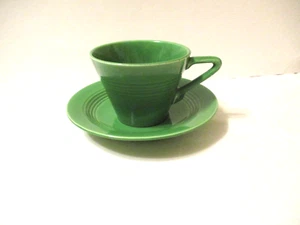 Homer Laughlin Fiesta Green Cup and Saucer - Picture 1 of 7